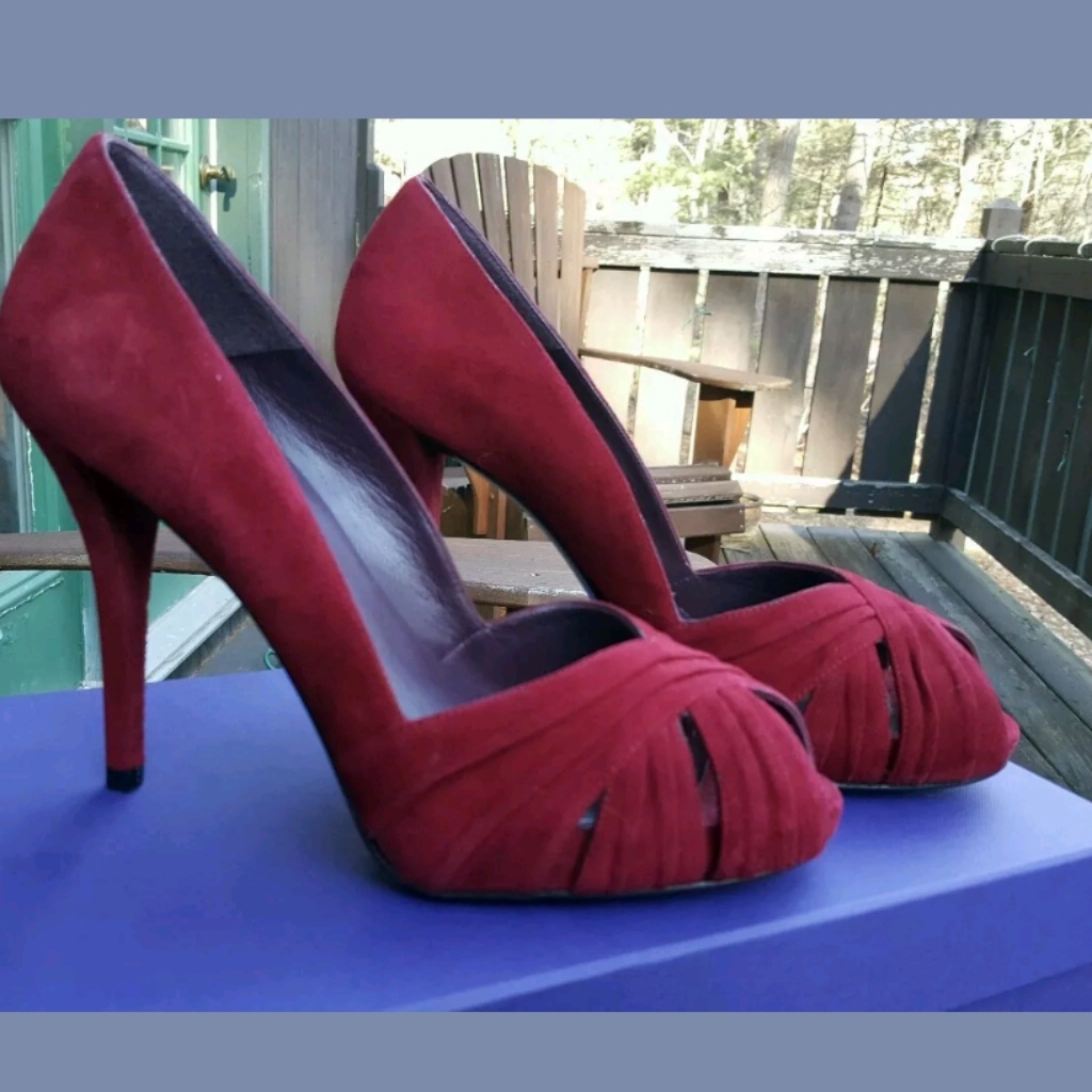 Stuart Weitzman Dressage Suede Red Suede Heels
